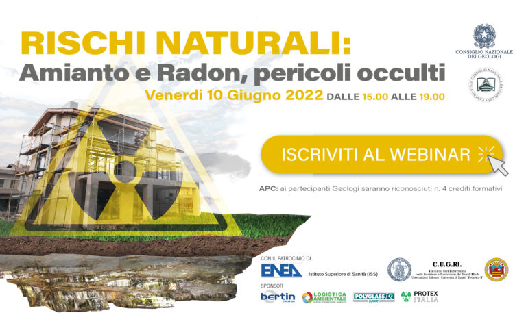 Webinar “Rischi naturali: amianto e radon, pericoli occulti”  Online le relazioni presentate