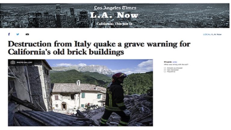 Il terremoto visto da Los Angeles “a grave warning for California’s old brick buildings”