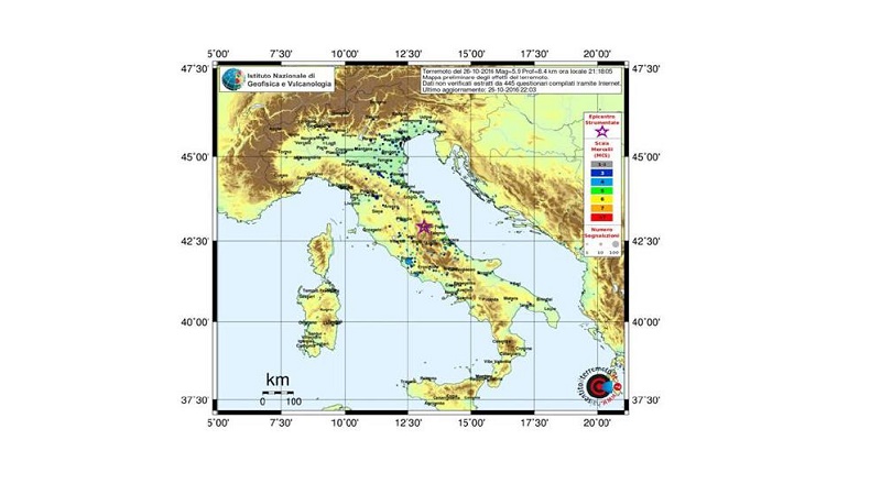 Sequenza sismica in Italia centrale: aggiornamento del 27 ottobre 2016, ore 8.00