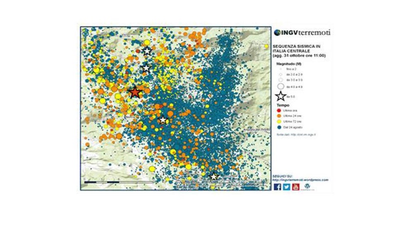Sequenza sismica in Italia centrale: aggiornamento, 31 ottobre ore 11.00