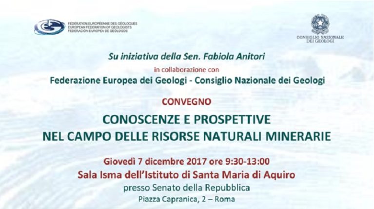 Convegno FEG-CNG “Conoscenze e Prospettive nel campo delle risorse naturali minerarie” – Senato della Repubblica