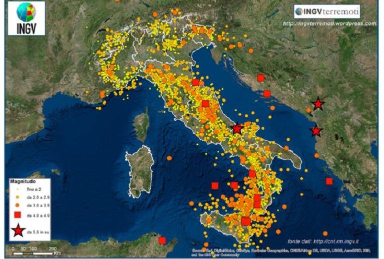 Ingv: nel 2018 in Italia sono stati registrati 23.180 terremoti