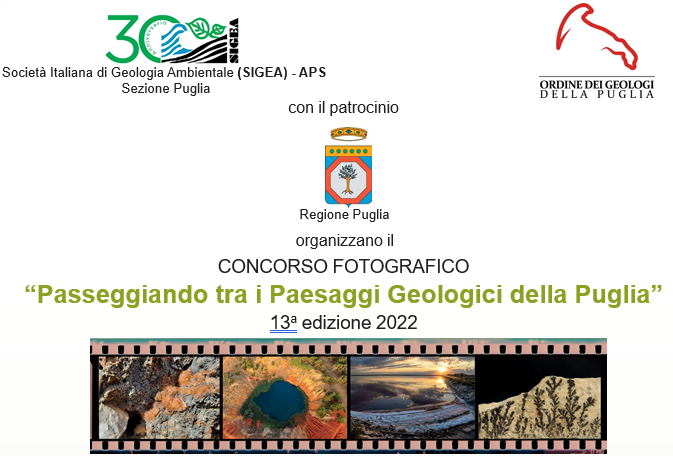 XIII^ EDIZIONE CONCORSO FOTOGRAFICO – “Passeggiando tra i Paesaggi Geologici della Puglia”