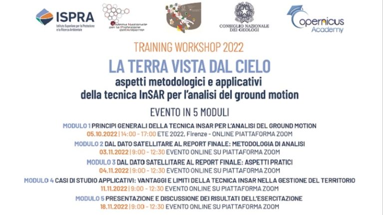 Training Workshop 2022 – La Terra vista dal cielo: aspetti metodologici e applicativi della tecnica InSAR per l’analisi del ground motion